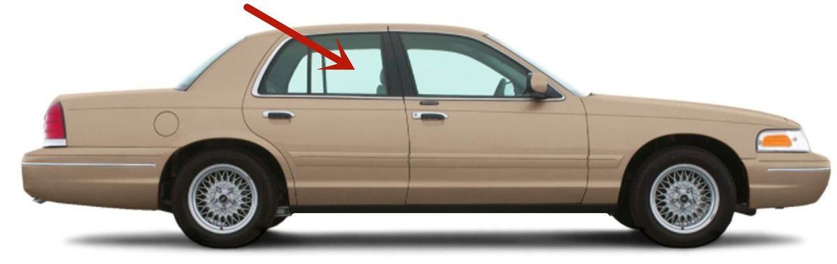 Passenger Right Side Rear Door Window Door Glass Compatible with Mercury Grand Marquis 1995-2011 / Mercury Marauder 2003-2004 Models