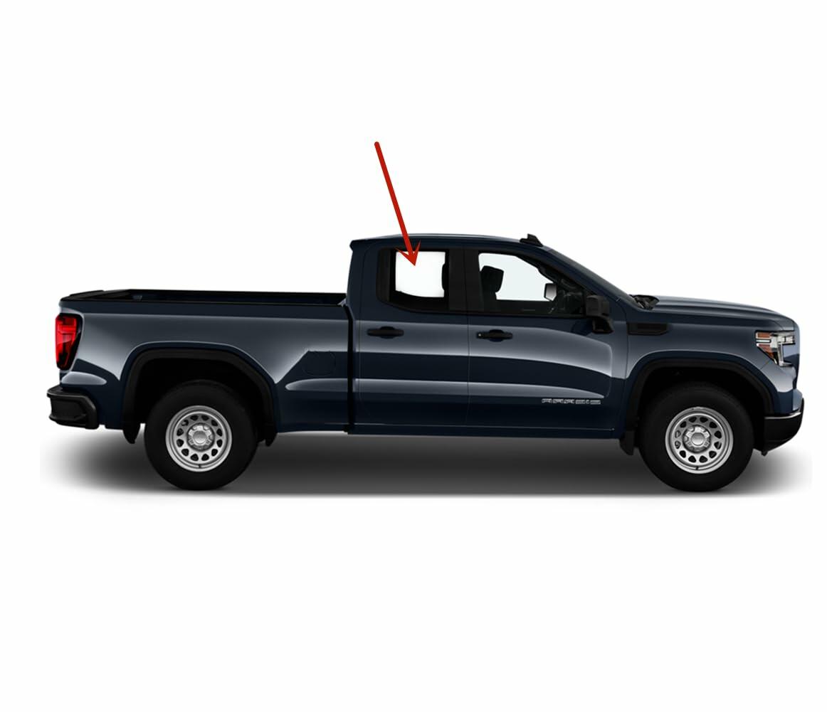 Passenger Right Side Rear Door Window Door Glass Compatible with Chevrolet Silverado/GMC Sierra 1500 4 Door Extended Cab 2019-2026 Models