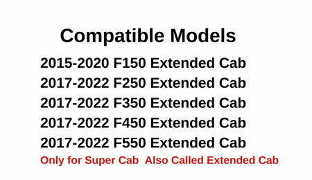 OE Driver Left Side Rear Door Window Door Glass Compatible with Ford F150 2015-2020 / F250 F350 F450 F550 2017-2022 Super Cab/Extended Cab Pickups Models
