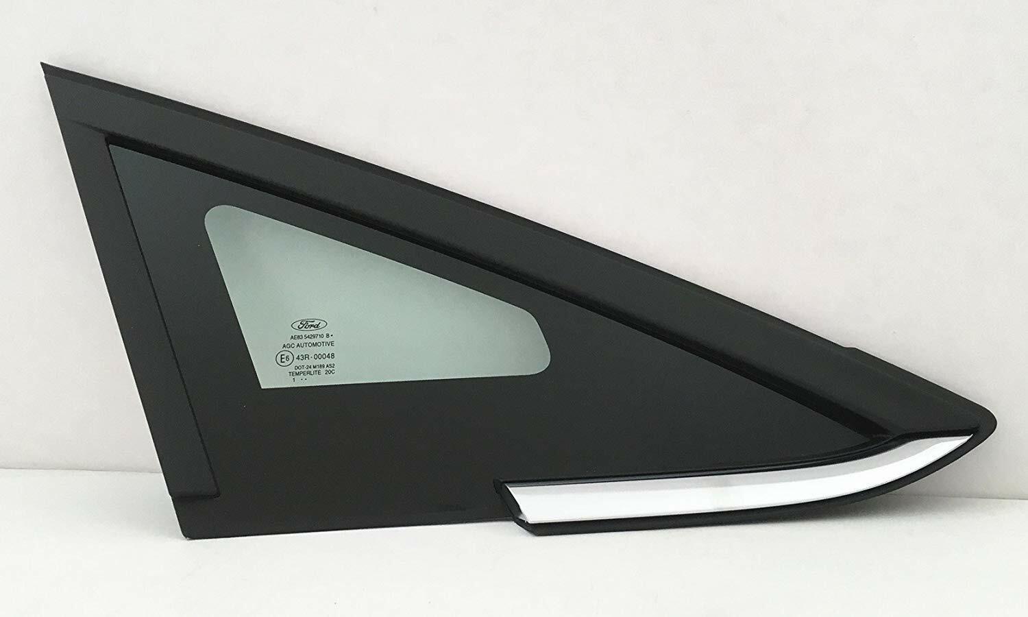 OE Chrome Moulding Style Passenger Right Side Front Vent Window Vent Glass Compatible with Ford Fiesta 2011-2019 Models