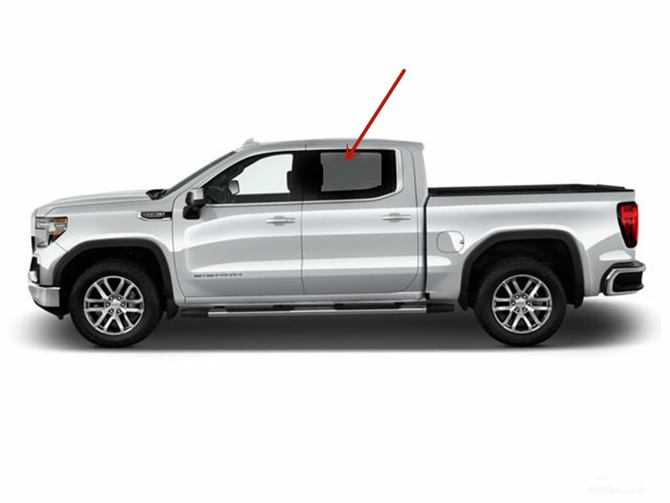 Driver Left Side Rear Door Window Door Glass Compatible with GMC Sierra/Chevrolet Silverado 1500 4-Door Crew Cab 2019-2026 Models