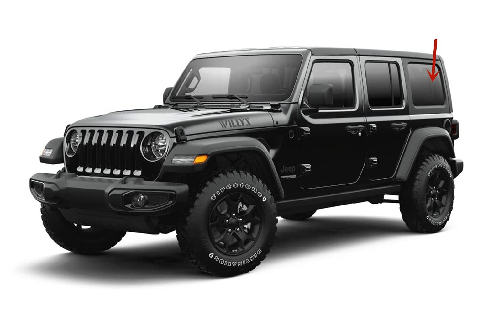 Driver Left Side Quarter Window Quarter Glass Compatible with Jeep Wrangler 2018-2026 4 Door Models