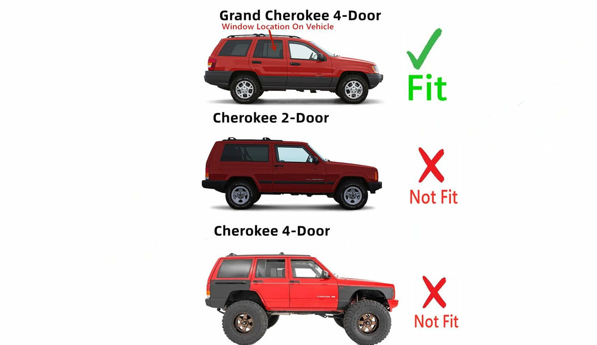 Passenger Right Side Rear Door Window Door Glass Compatible with Jeep Grand Cherokee 1999-2004 Models