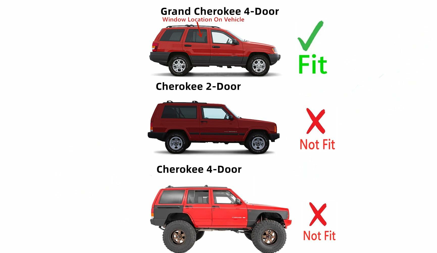 Passenger Right Side Rear Door Window Door Glass Compatible with Jeep Grand Cherokee 1999-2004 Models