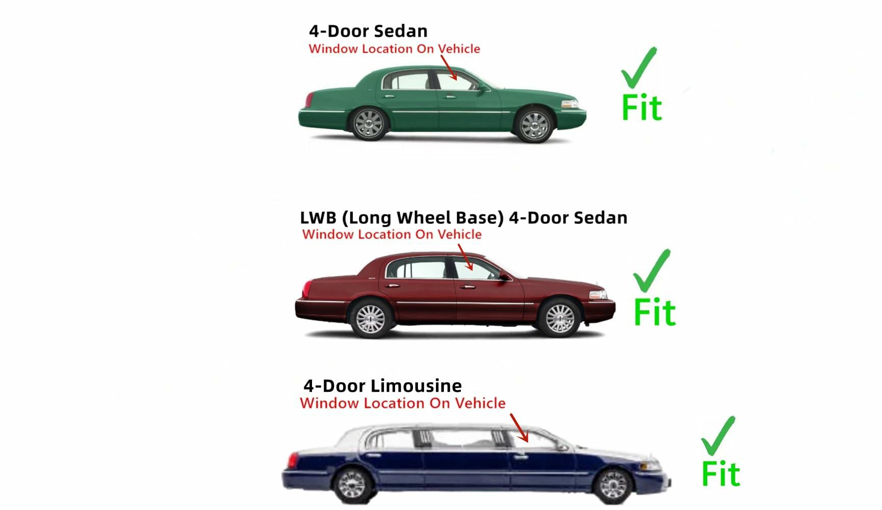 Passenger Right Side Front Door Window Door Glass Compatible with Lincoln Town Car 1998-2011 Models