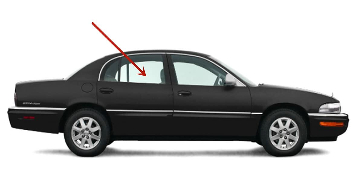 Passenger Right Side Rear Door Window Door Glass Compatible with Buick Park Avenue 4 Door Sedan 1997-2006 Models