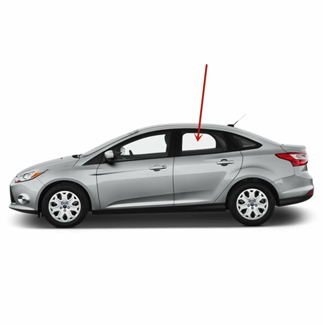 Driver Left Side Rear Door Window Door Glass Compatible with Ford Focus 2012-2018 Models (Not For Focus Rally Sport)