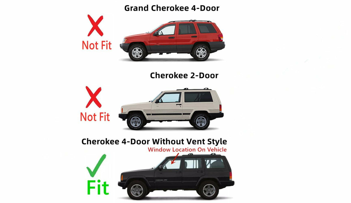 W/O Vent Style Driver Left Side Front Door Window Door Glass Compatible with Jeep Cherokee 4 Door Utility 1997-2001 Models