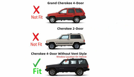 W/O Vent Style Driver Left Side Front Door Window Door Glass Compatible with Jeep Cherokee 4 Door Utility 1997-2001 Models