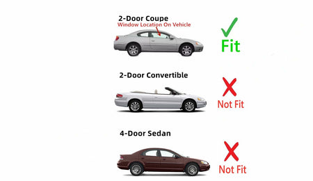 Passenger Right Side Door Window Door Glass Compatible with Chrysler Sebring/Dodge Stratus 2 Door Coupe 2001-2006 Models