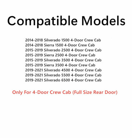 Driver Left Side Rear Door Window Door Glass Compatible with Chevrolet Silverado GMC Sierra 1500 2014-2018 / 2500 3500 2015-2019 /4500 5500 6500 2019-2021 4-Door Crew Cab Pickup