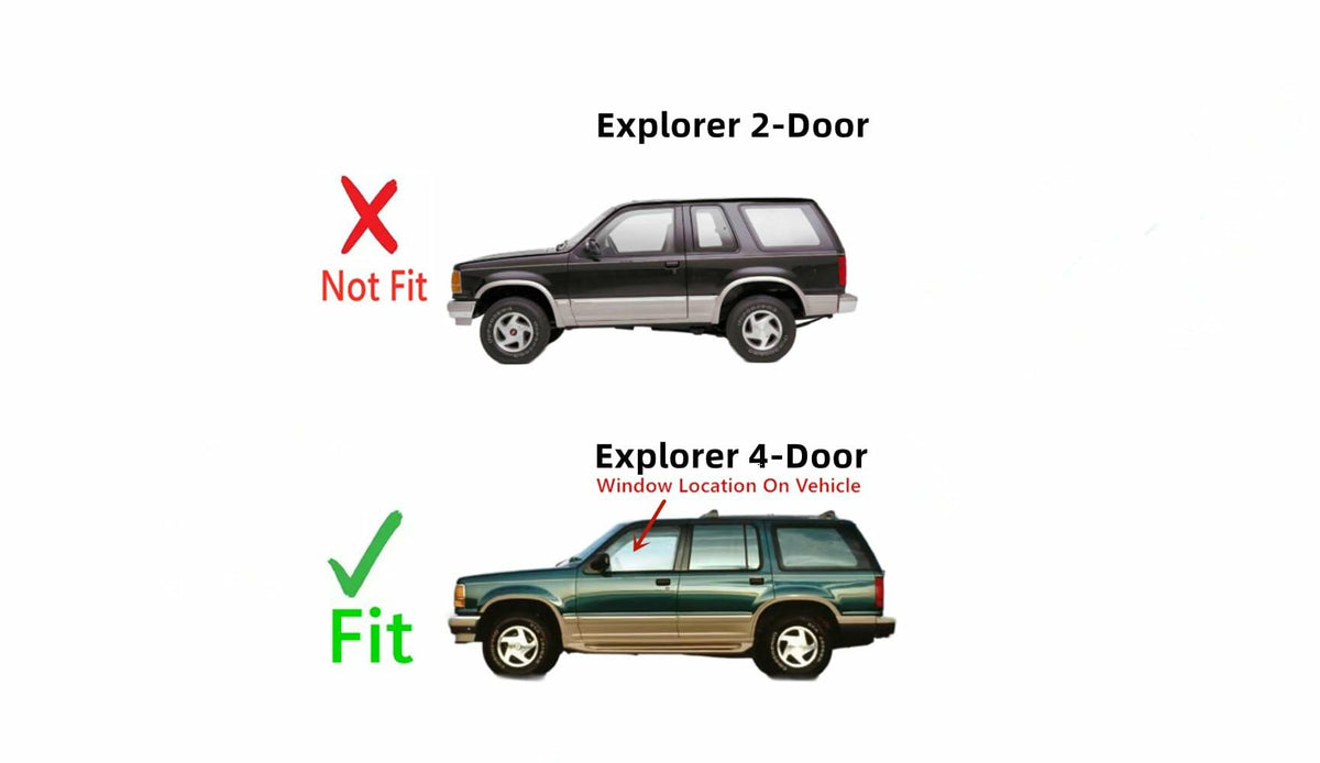 Driver Left Side Front Door Window Door Glass Compatible with Ford Explorer 4 Door Utility 1991-1994 Models