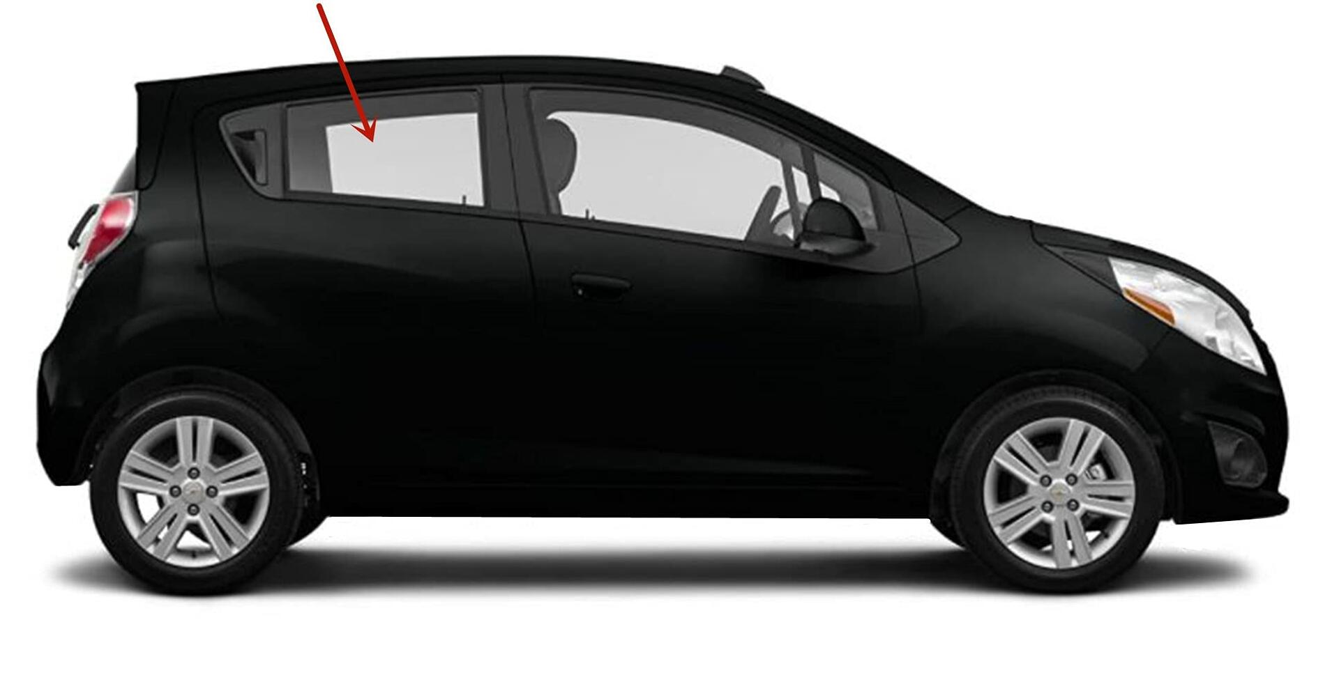 Passenger Right Side Rear Door Window Door Glass Compatible with Chevrolet Spark 2013-2015 Models