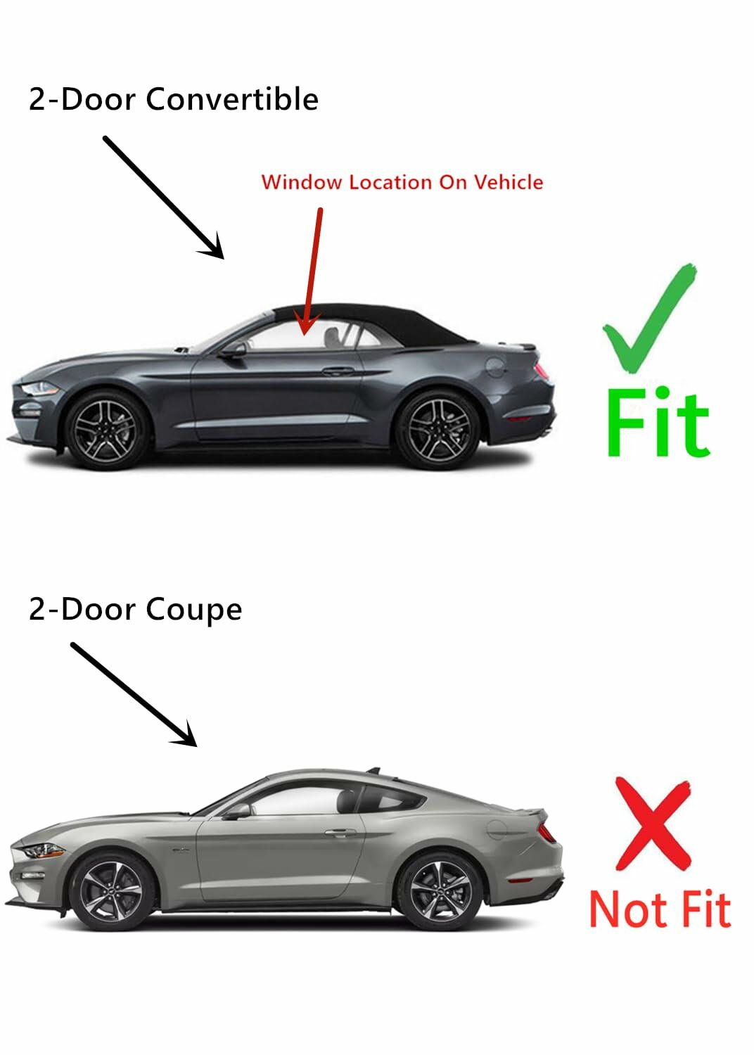 OE Driver Left Side Door Window Door Glass Compatible with Ford Mustang 2-Door Convertible 2015-2023 Models