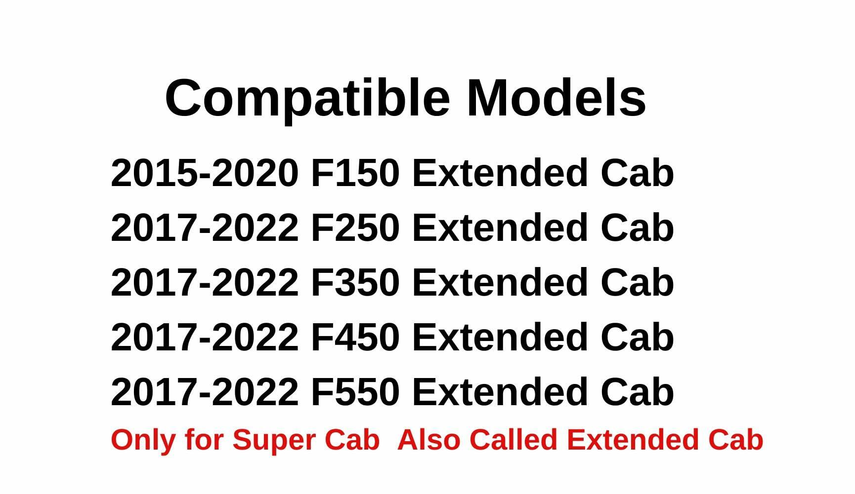 Driver Left Side Rear Door Window Door Glass Compatible with Ford F150 2015-2020 / F250 F350 F450 F550 2017-2022 Super Cab/Extended Cab Pickups Models