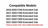 Driver Left Side Rear Door Window Door Glass Compatible with Ford F150 2015-2020 / F250 F350 F450 F550 2017-2022 Super Cab/Extended Cab Pickups Models
