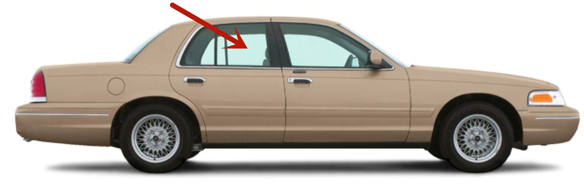 Passenger Right Side Rear Door Window Door Glass Compatible with Ford Crown Victoria 1998-2011 Models