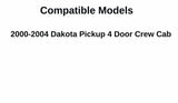 Tempered Passenger Right Side Rear Door Window Door Glass Compatible with Dodge Dakota Pickup 4 Door Crew Cab 2000-2004 Models