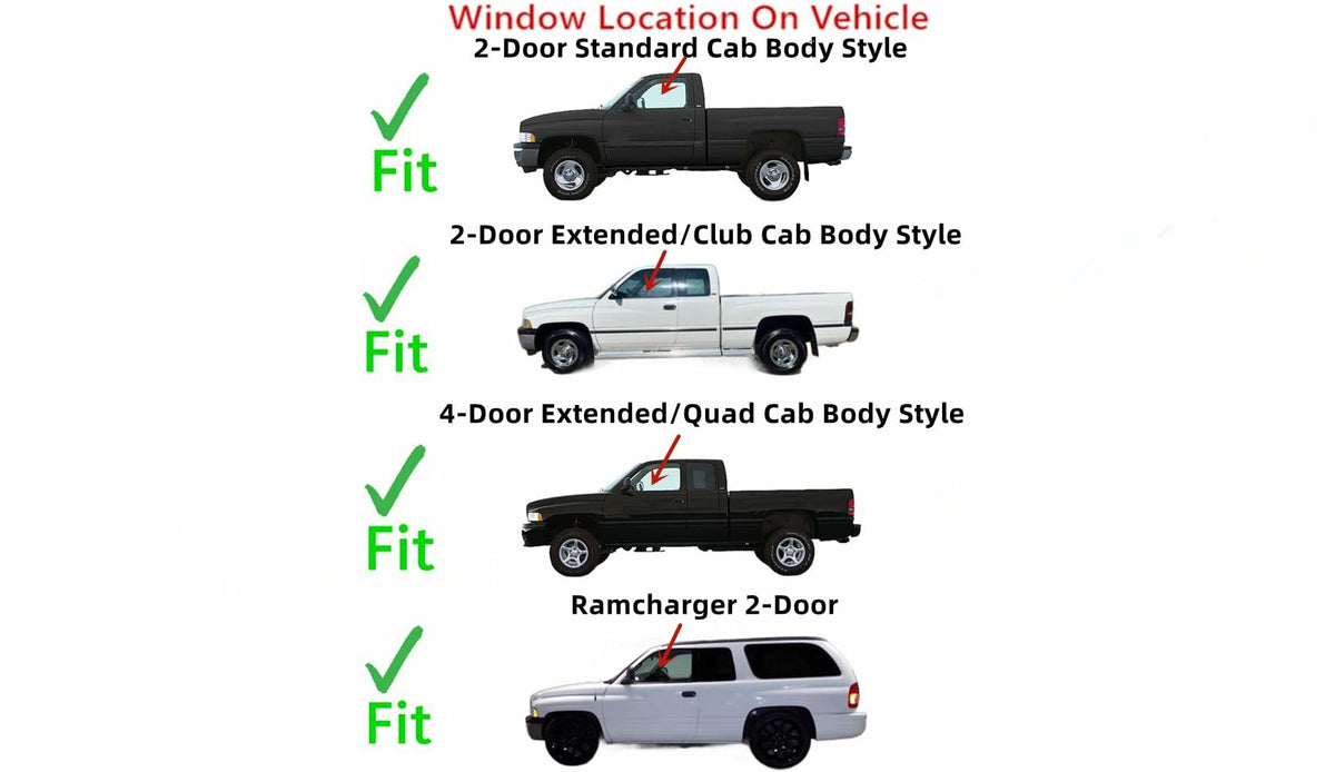 Driver Left Side Front Door Window Door Glass Compatible with Dodge Ram Pickup 1500 1994-2001 Models/2500 3500 1994-2002 Models/Ramcharger 1999-2003