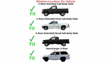 Driver Left Side Front Door Window Door Glass Compatible with Dodge Ram Pickup 1500 1994-2001 Models/2500 3500 1994-2002 Models/Ramcharger 1999-2003