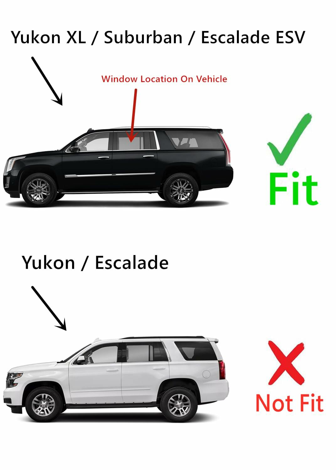 Driver Left Side Rear Door Window Door Glass Compatible with Cadillac Escalade ESV/Chevrolet Suburban/GMC Yukon XL 2015-2020 Models