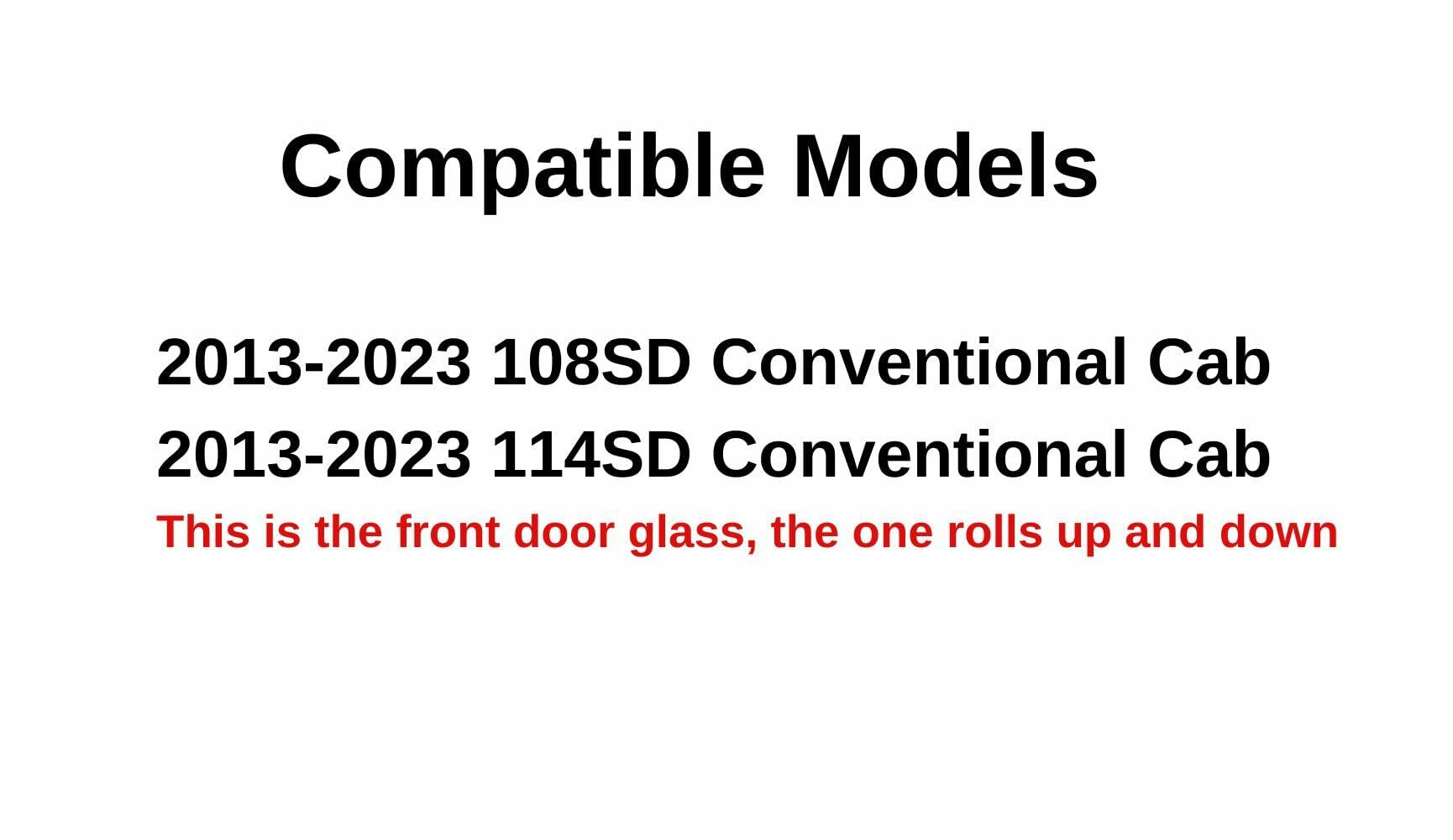 Driver Left Side Front Door Window Door Glass Compatible with Freightliner 108SD / 114SD 2013-2023 Models
