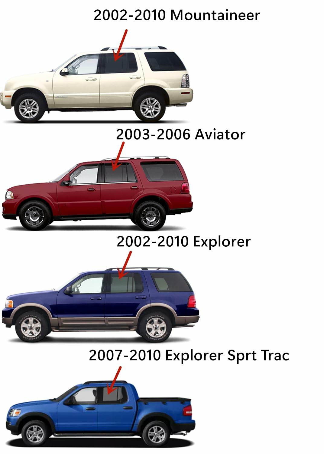 Driver Left Side Rear Door Window Door Glass Compatible with Ford Explorer 2002-2010 4 Door Models/ Explorer Sport Trac 2007-2010 4 Door Models