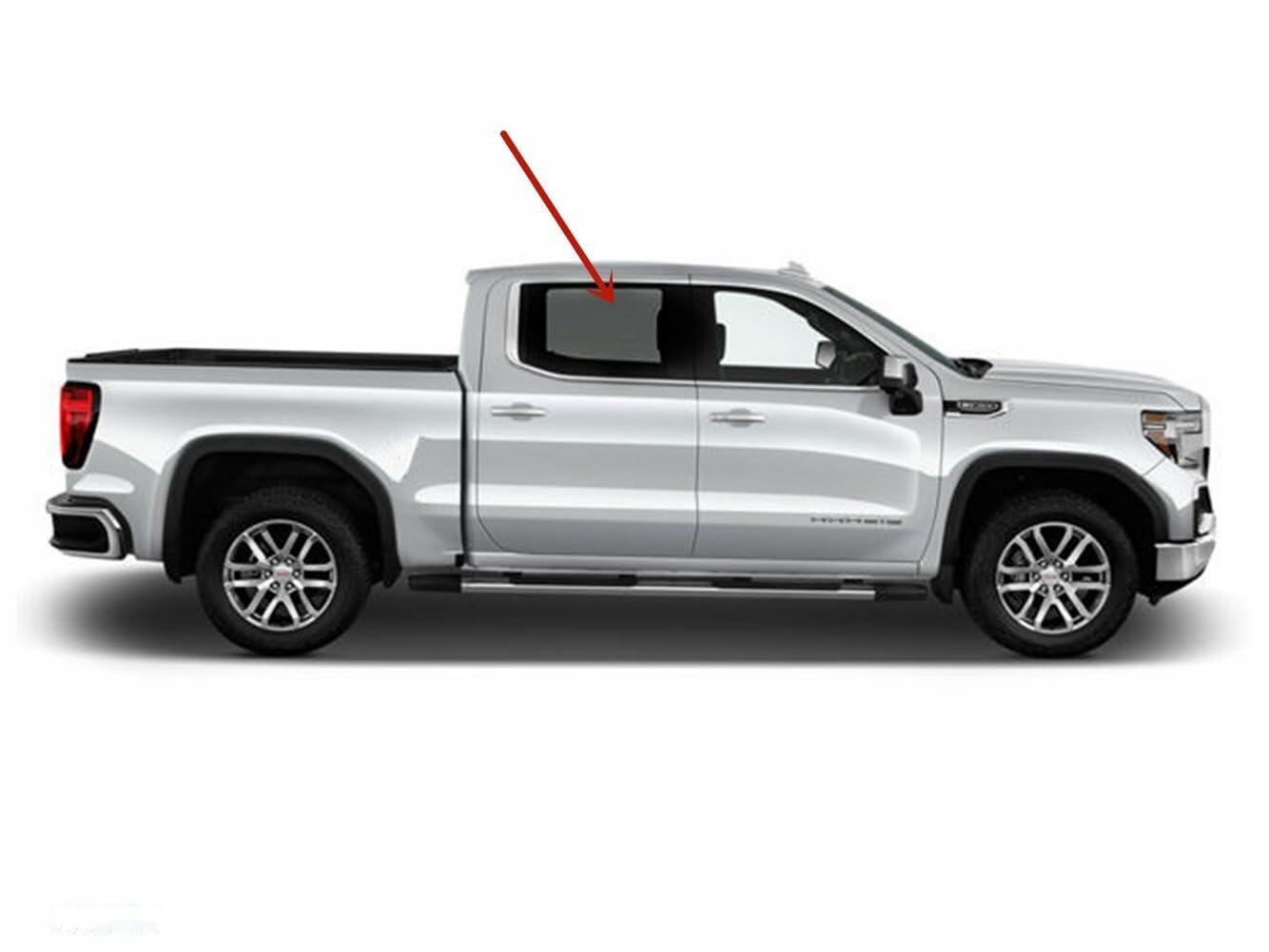 Passenger Right Side Rear Door Window Door Glass Compatible with GMC Sierra/Chevrolet Silverado 1500 4-Door Crew Cab 2019-2026 Models