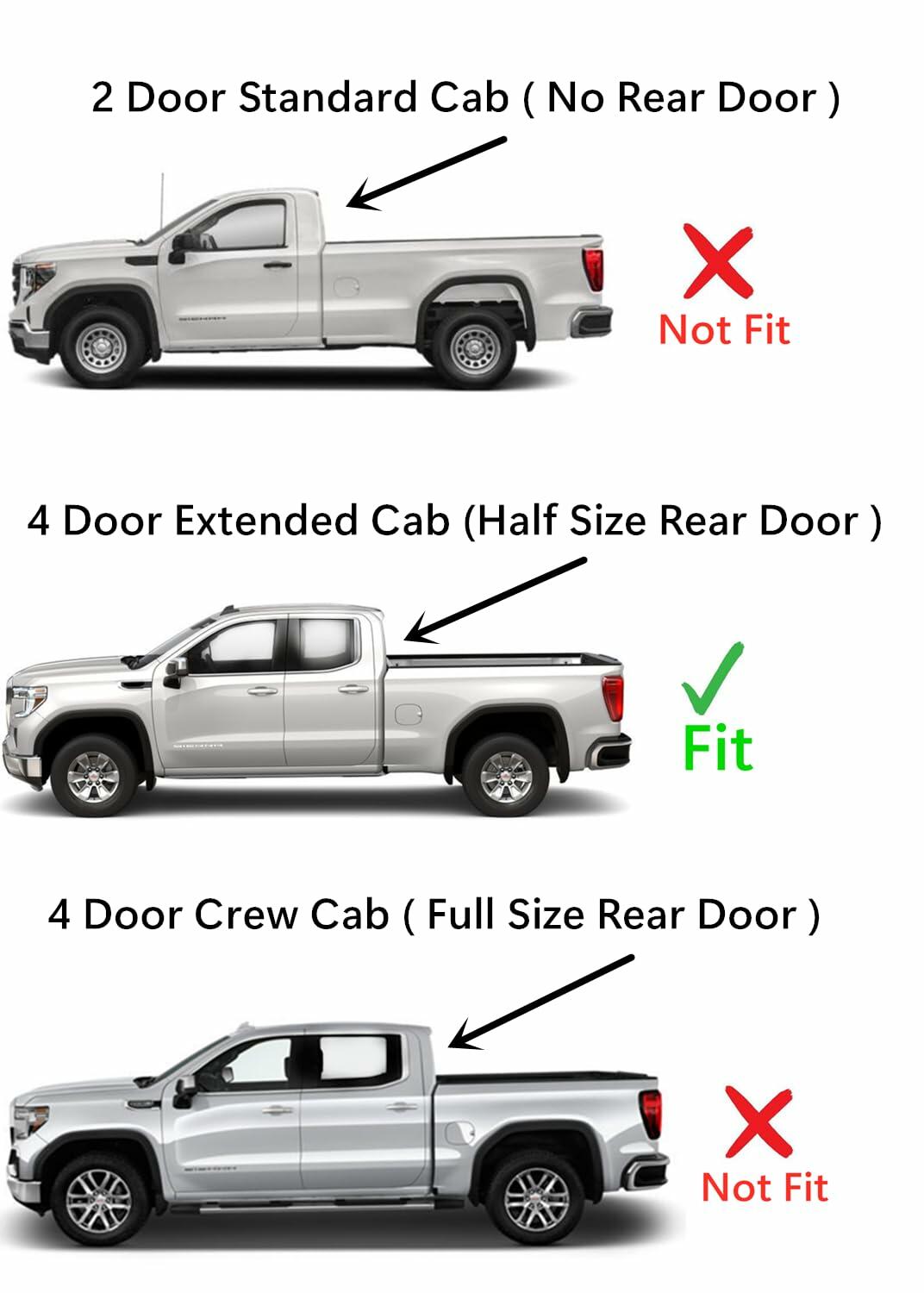 Driver Left Side Rear Door Window Door Glass Compatible with Chevrolet Silverado/GMC Sierra 1500 4 Door Extended Cab 2019-2026 Models