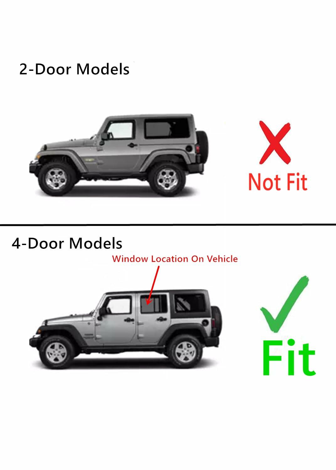 Driver Left Side Rear Door Window Door Glass Compatible with Jeep Wrangler 2007-2017 Models/ Wrangler JK 2018 Models