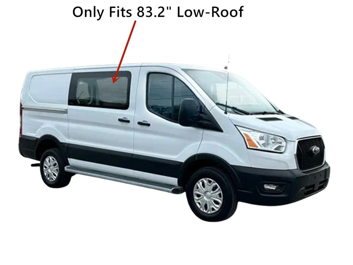 Stationary Passenger Right Side Sliding Cargo Door Window Door Glass Compatible with Ford Transit 83.2" Low-Roof Van 2015-2026 Models (Low-Roof Van Only)