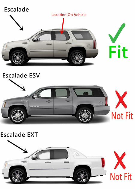 Driver Left Side Rear Door Window Door Glass Compatible with Cadillac Escalade 2007-2014 Models