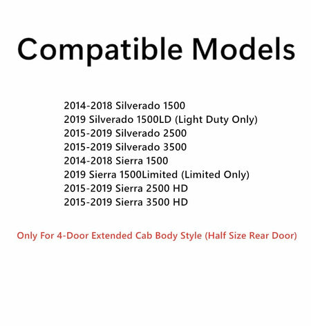 Passenger Right Side Rear Door Window Glass Compatible with GMC Sierra/Chevrolet Silverado 2500 3500 4 Door Extended Cab 2015-2019 Models/1500 4 Door Extended Cab 2014-2018 Models