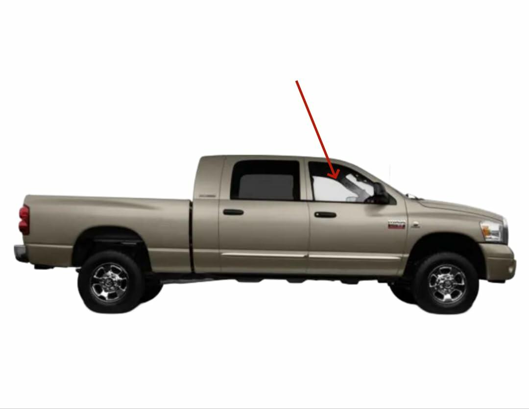 Tempered Passenger Right Side Front Door Window Door Glass Compatible with Dodge Ram 4 Door Pickup 1500 2002-2008 Models/2500 3500 4500 5500 2003-2009 Models