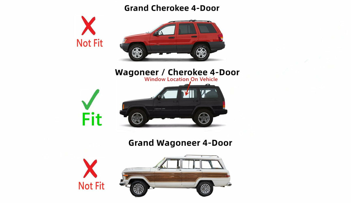 Driver Left Side Rear Door Window Door Glass Compatible with Jeep Cherokee/Wagoneer 1984-2001 4 Door Models