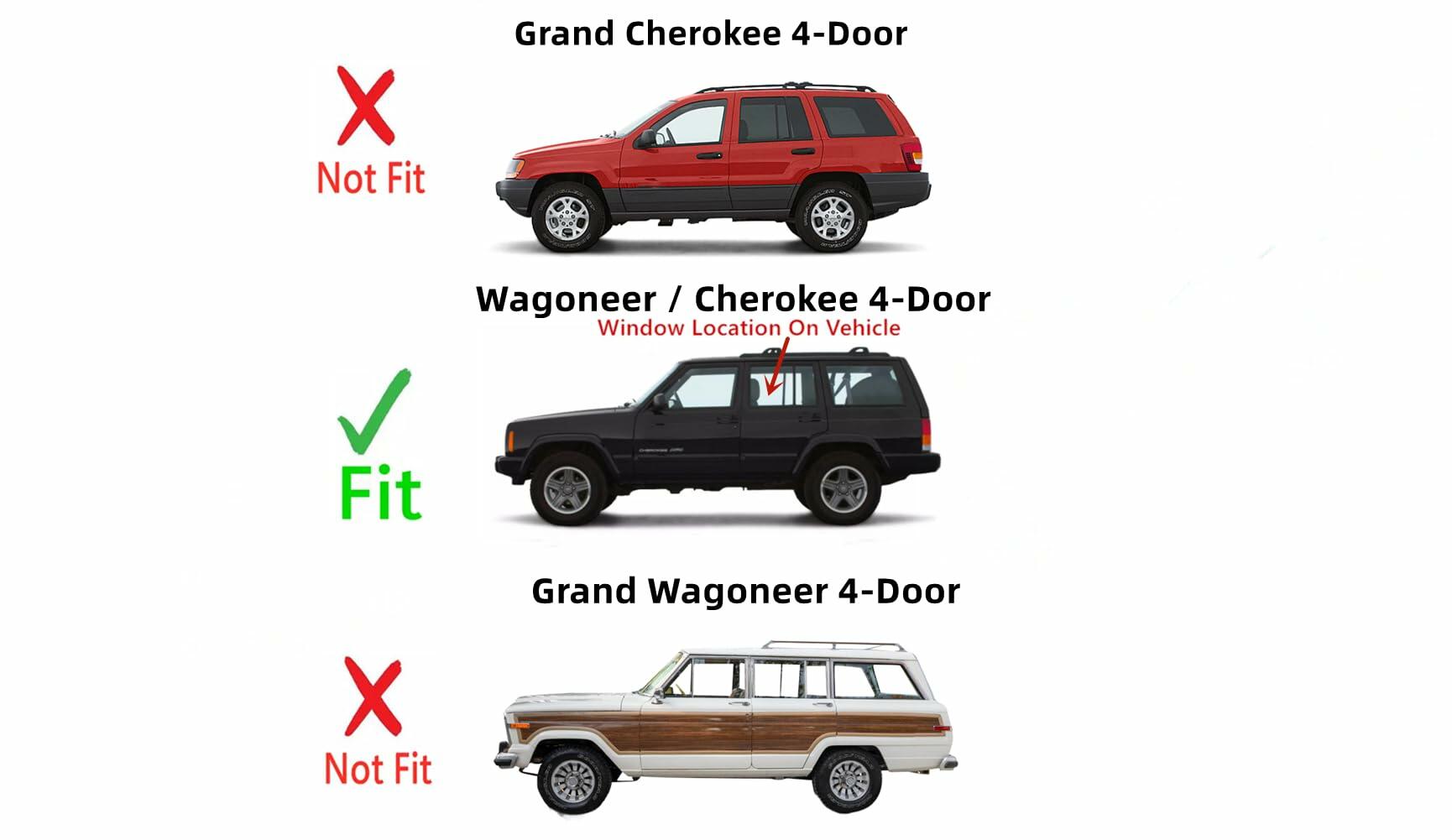 Driver Left Side Rear Door Window Door Glass Compatible with Jeep Cherokee/Wagoneer 1984-2001 4 Door Models