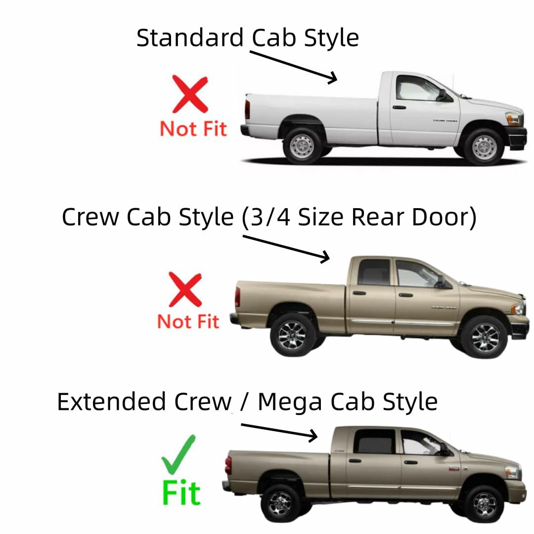 Laminated Passenger Right Side Rear Door Window Door Glass Compatible with Dodge Ram Pickup 1500/2500/3500/4500/5500 4 Door Extended Crew/Mega Cab 2006-2007 Models