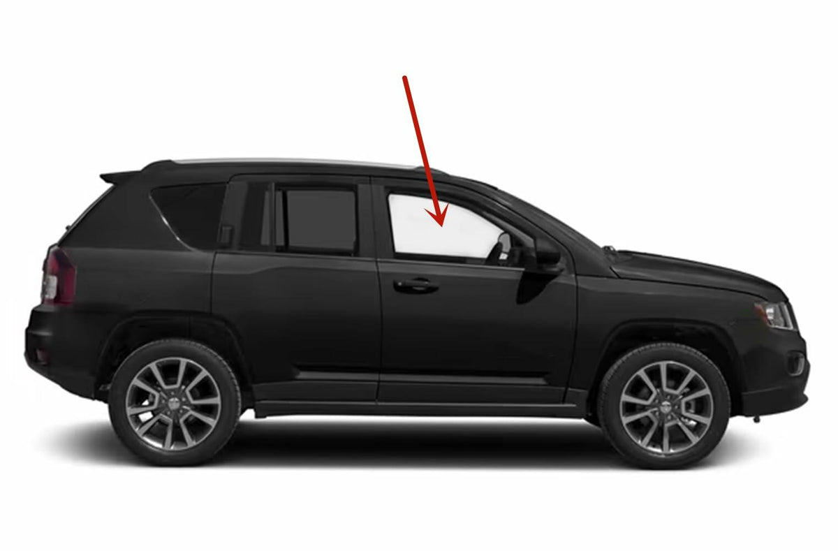 Passenger Right Side Front Door Window Door Glass Compatible with Jeep Compass 2007-2016 Models/ Compass MK 2017 Models (Not For 2017 Compass MP)