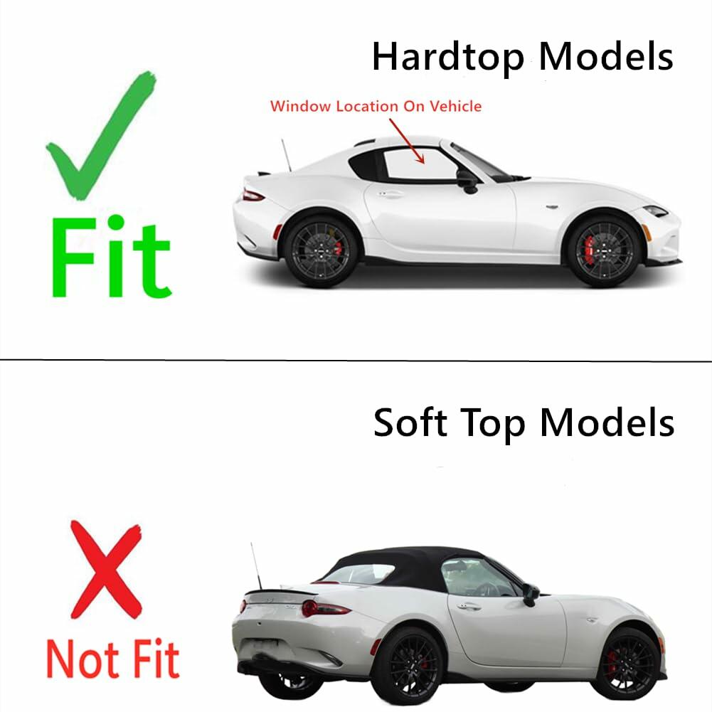Tempered Passenger Right Side Door Window Door Glass Compatible with Mazda MX-5 Miata Hardtop 2016-2025 Models