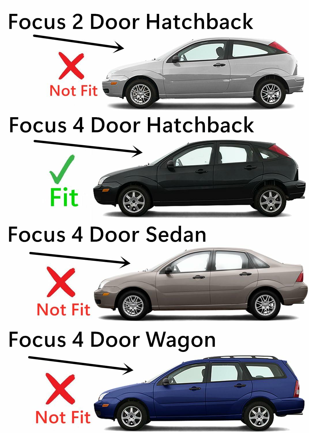 Driver Left Side Quarter Window Quarter Glass Compatible with Ford Focus 4 Door Hatchback 2002-2007 Models