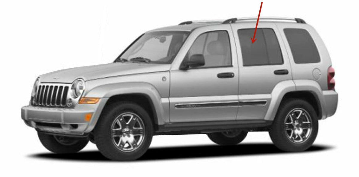 with Bottom Attachment Style Driver Left Side Rear Door Window Door Glass Compatible with Jeep Liberty 2002-2007 Models