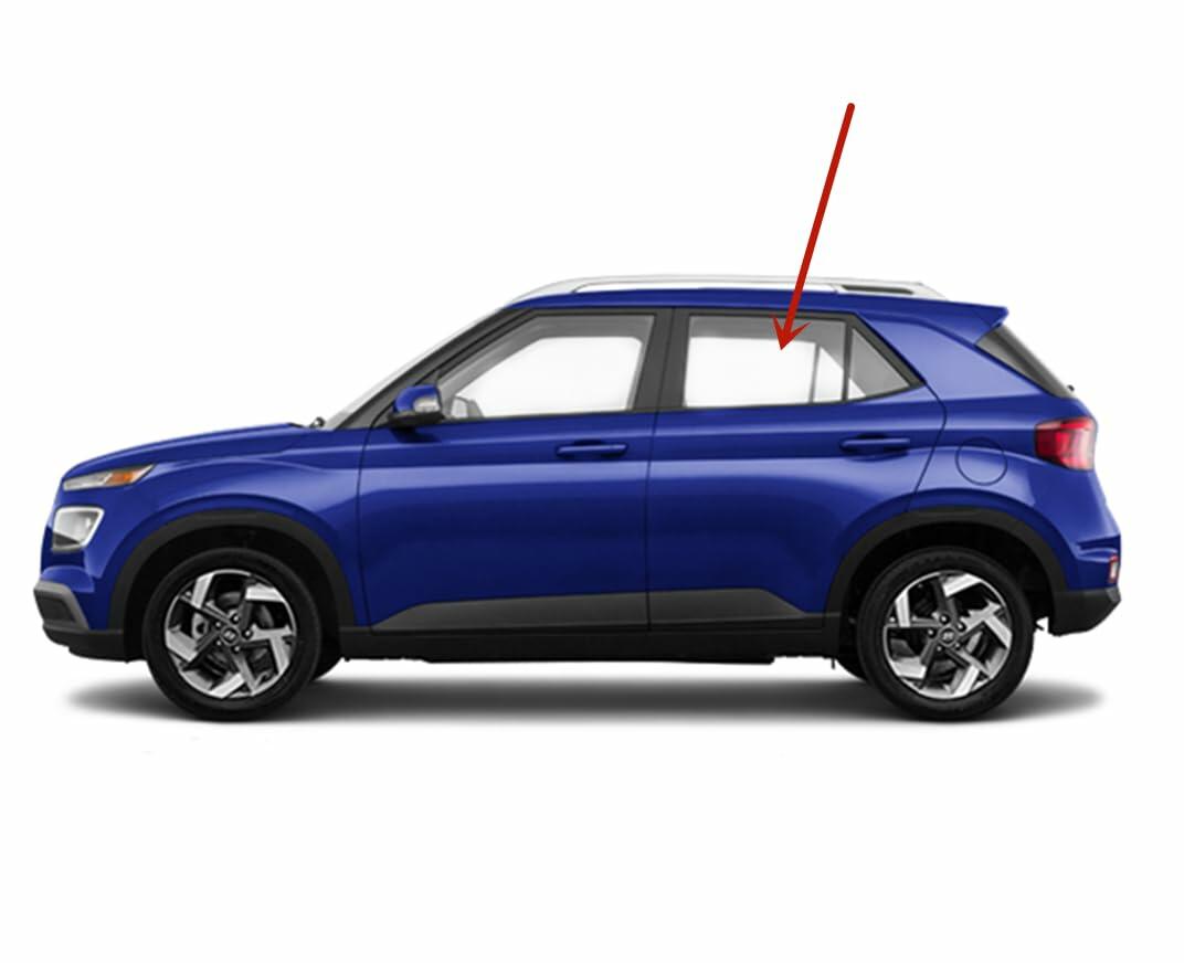 Tempered Driver Left Side Rear Door Window Door Glass Compatible with Hyundai Venue 2020-2026 Models