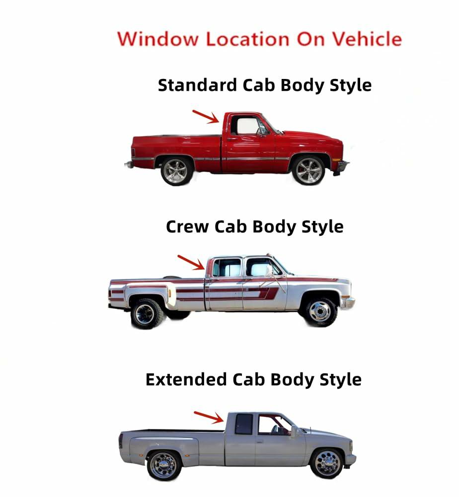 Rear Back Manual Slider Window Glass Compatible with Chevrolet/GMC C-Series K-Series 1979-1986 & R10 R20 R30 V10 V20 R2500 R3500 V2500 V3500 1987-1991 Pickup (Gasket Not Included)