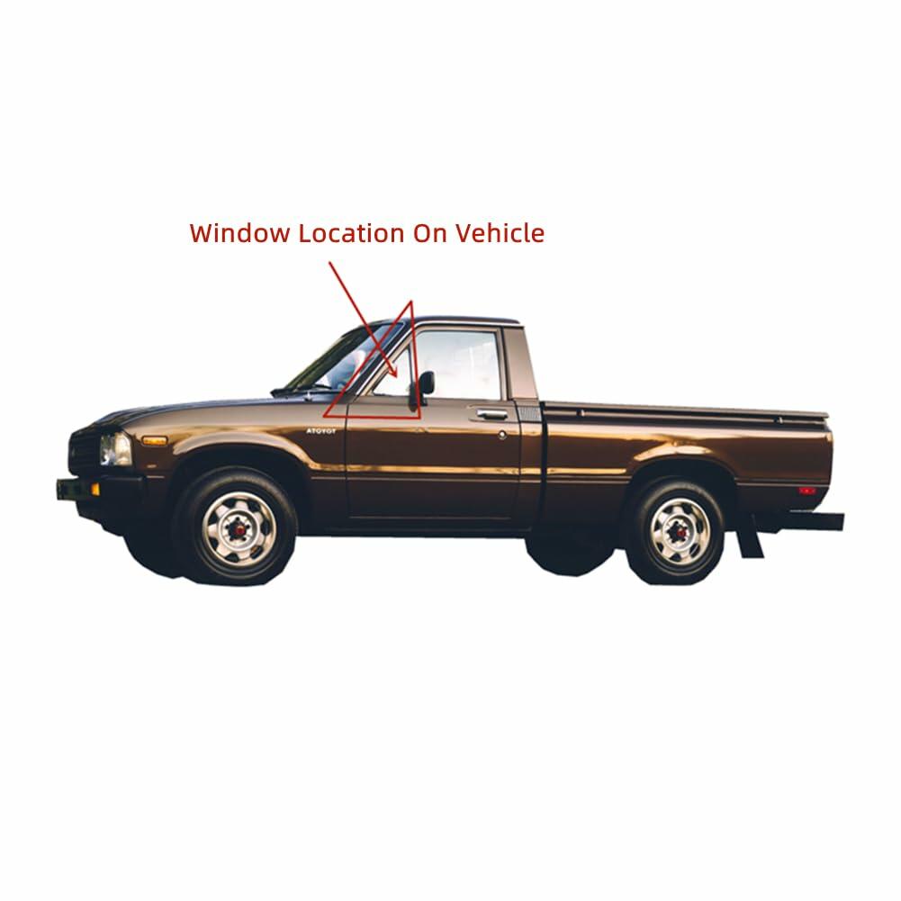 Tempered Driver Side Left Front Vent Window Vent Glass Compatible with Toyota Pickup 2 Door Standard Cab 1979-1983 Models Glass Only