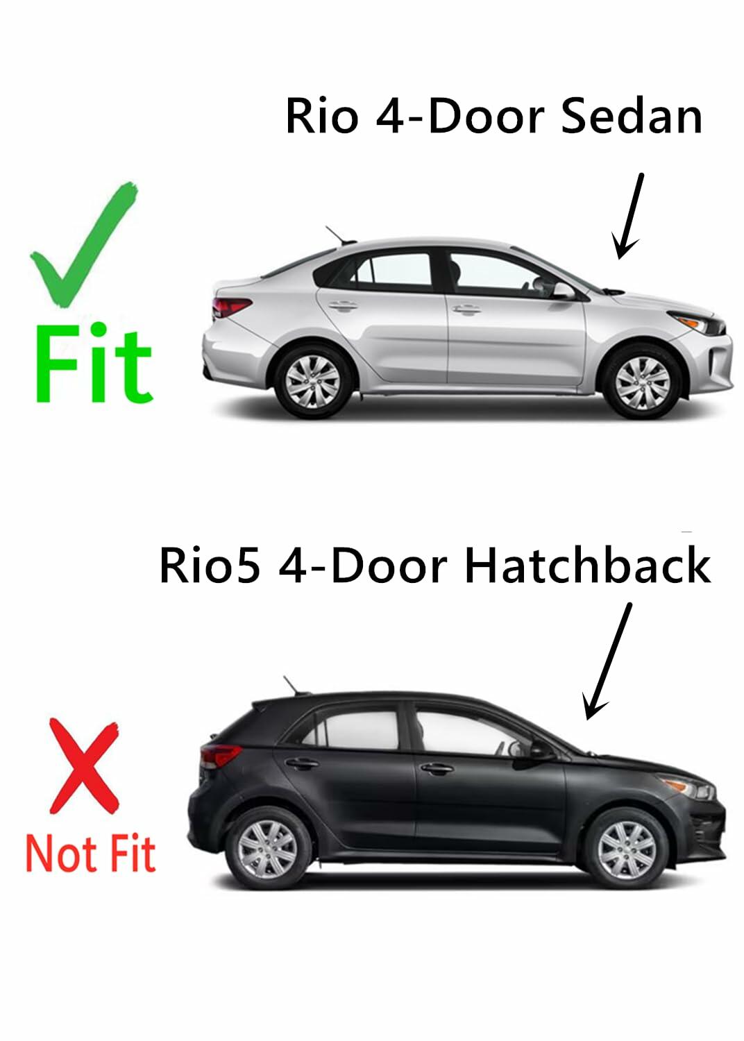 NAGD Tempered Glass Right Rear Passenger Side Window for Kia Rio 4-Door Sedan 2018-2023, Transparent