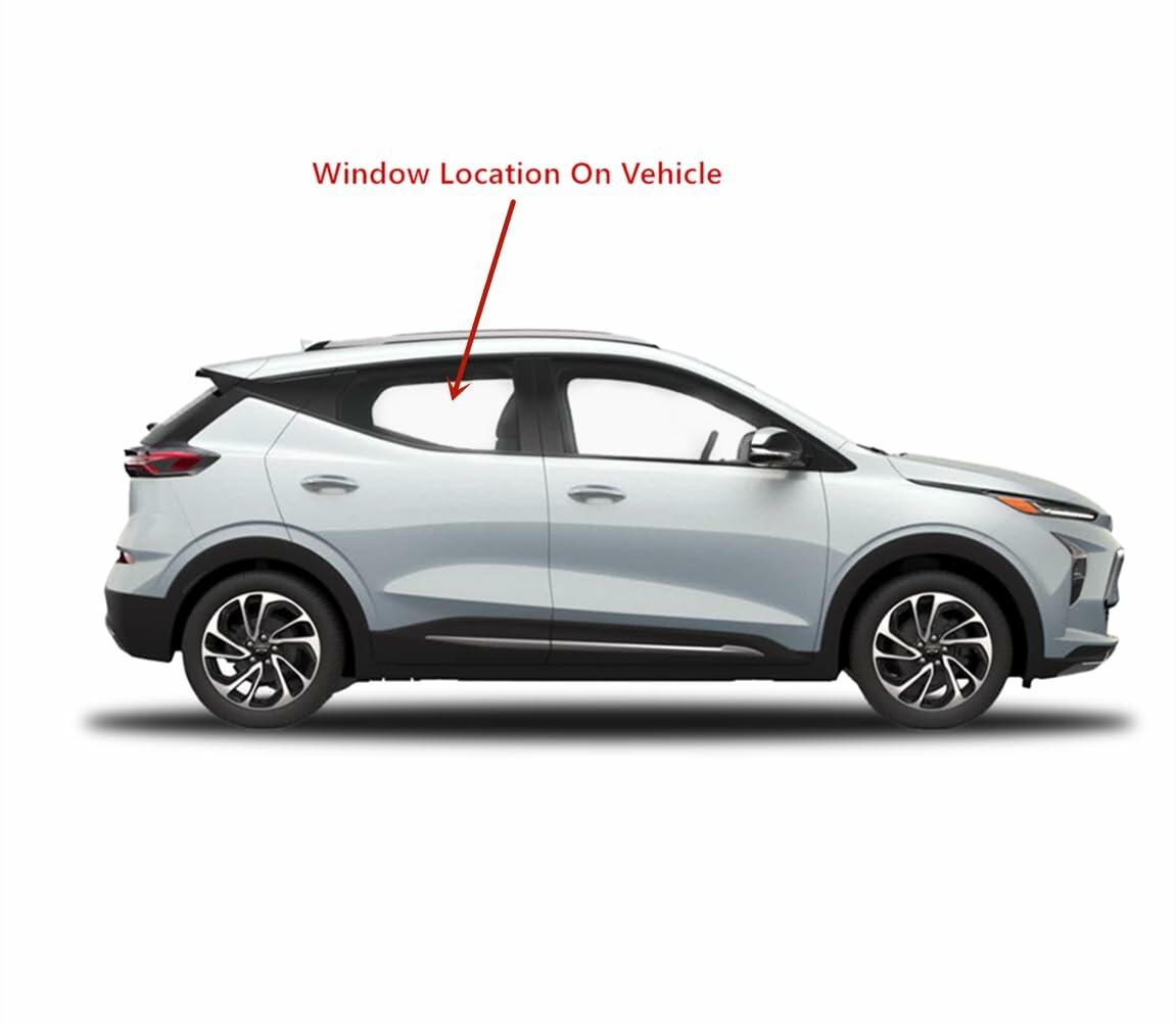Tempered Passenger Right Side Rear Door Window Door Glass Compatible with Chevrolet Bolt EUV 2022-2023 Models (Not For Bolt EV)