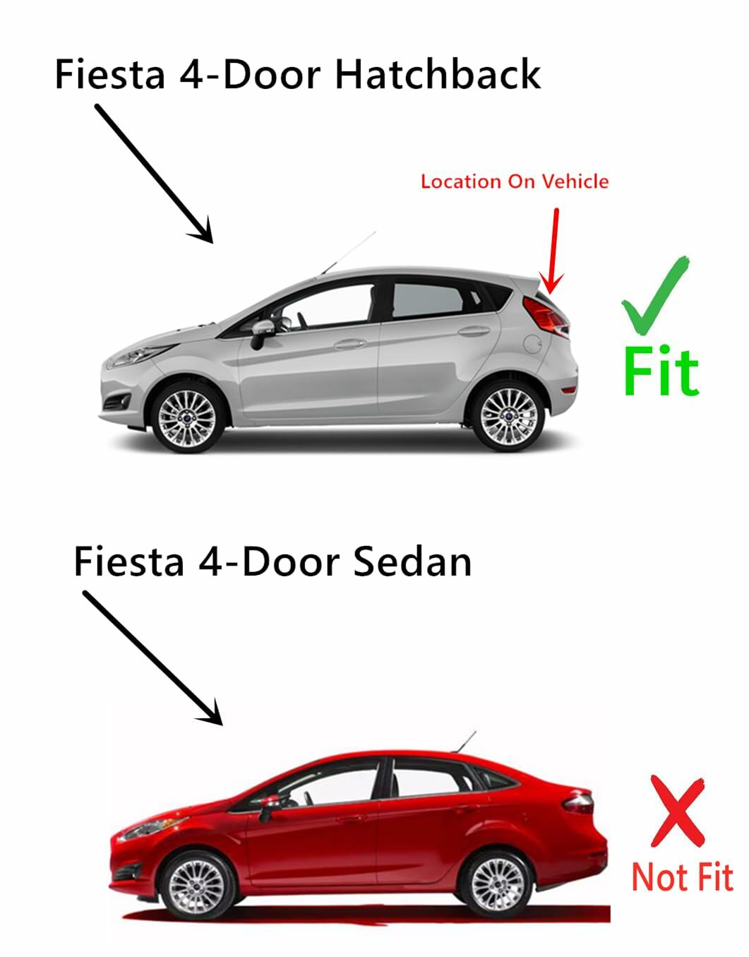 Heated Back Window Back Glass Compatible with Ford Fiesta 4 Door Hatchback 2011-2019 Models