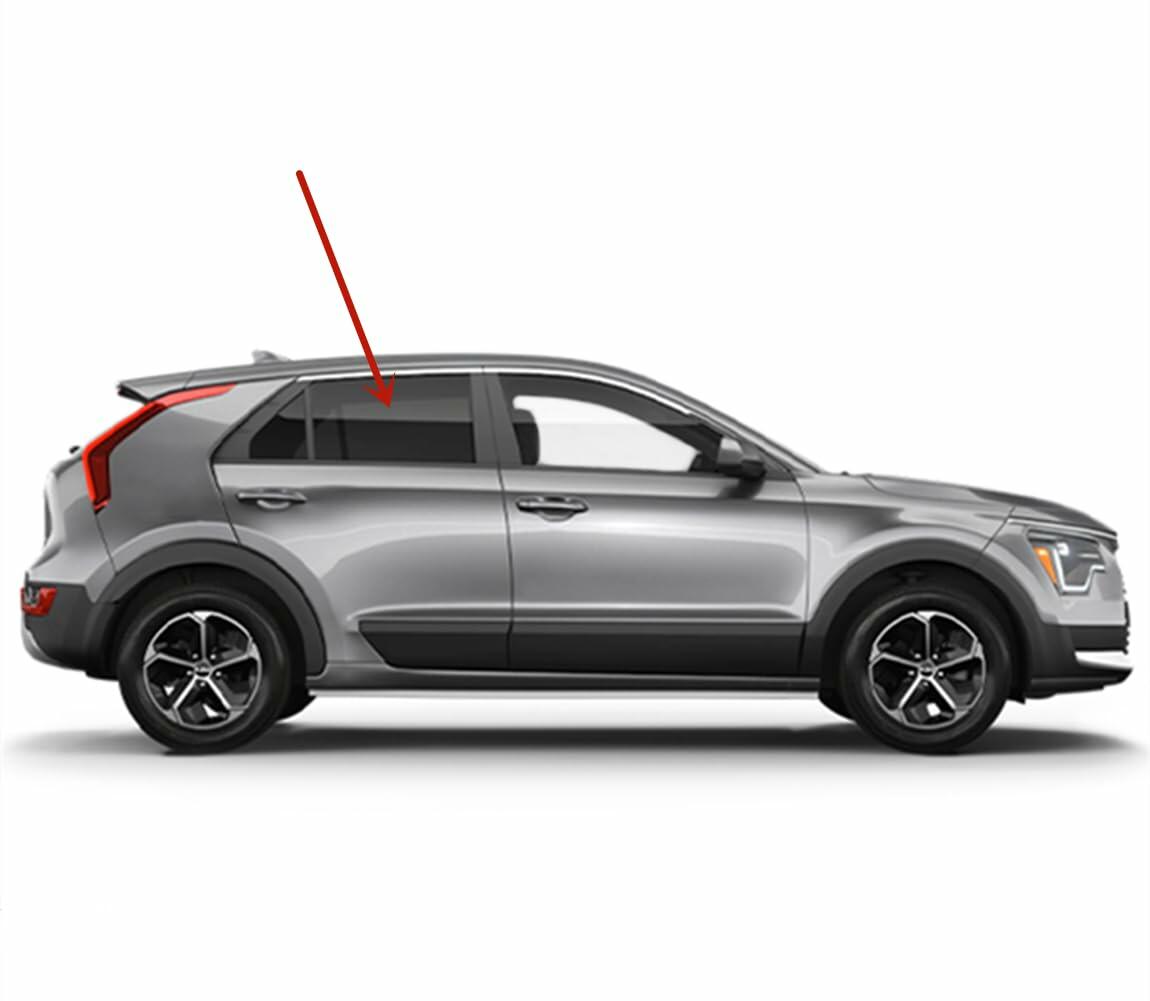 Tempered Passenger Right Side Rear Door Window Door Glass Compatible with Kia Niro / Niro EV 2023-2026 Models