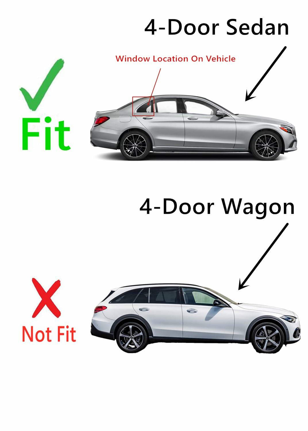 Tempered Passenger Right Side Rear Vent Window Vent Glass Compatible with Mercedes Benz C300 C400 C43AMG C63AMG 4-Door Sedan 2015-2021 Models