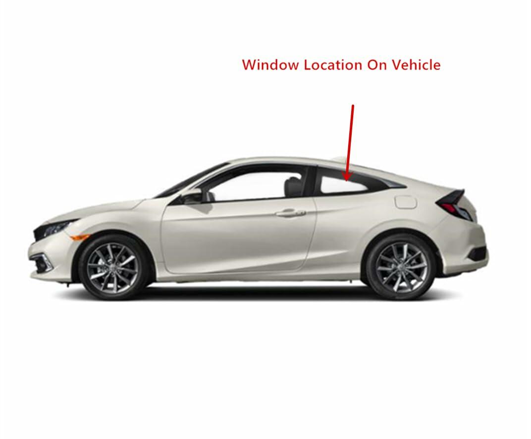 Tempered Driver Left Side Quarter Window Quarter Glass Compatible With Honda Civic 2-Door Coupe 2016-2021 Models (Not For 4-Door Models)